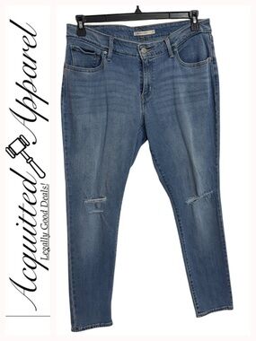 Levi's 811 Curvy Skinny Jeans Distress Cut Knees Size 33